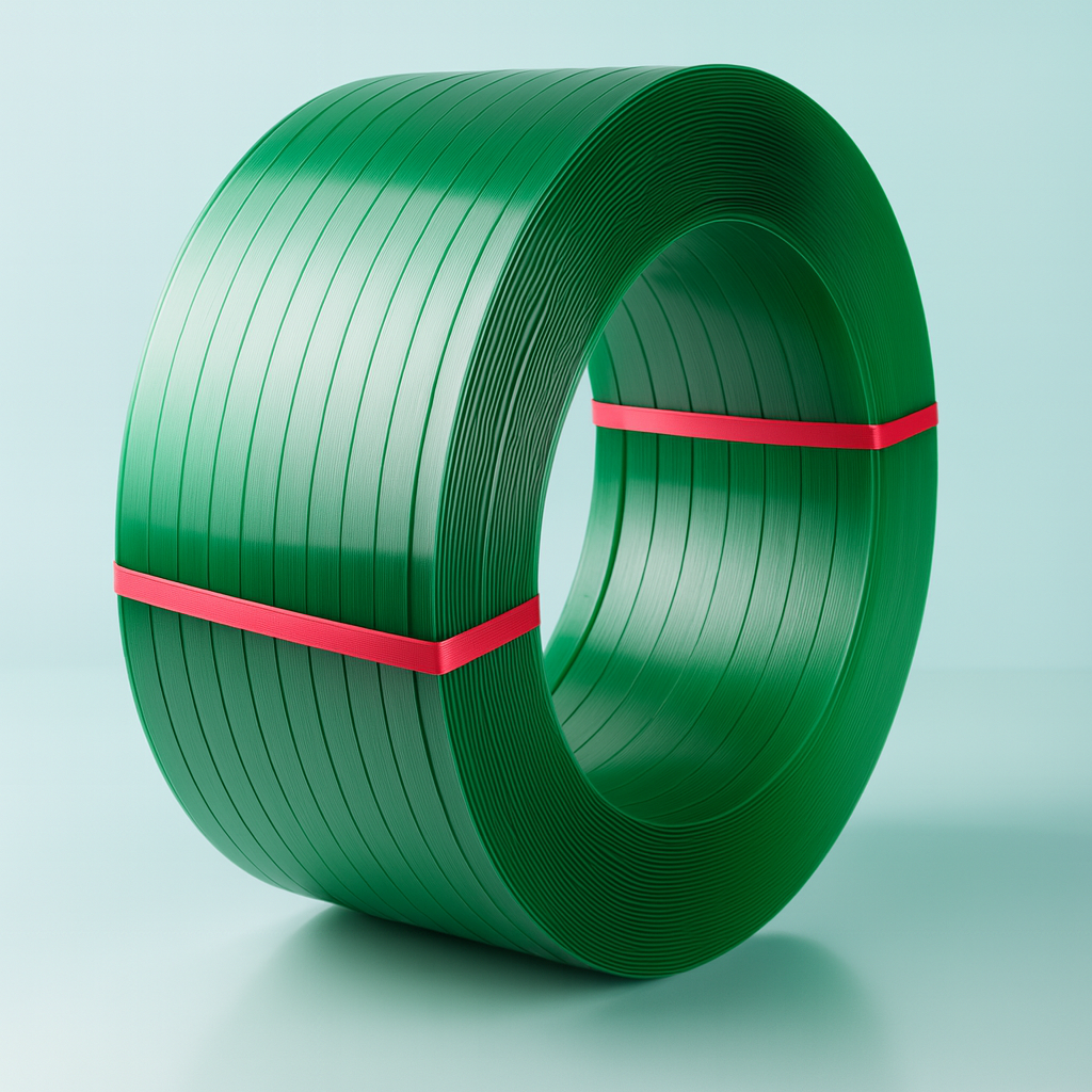 Square image of roll of PET strap