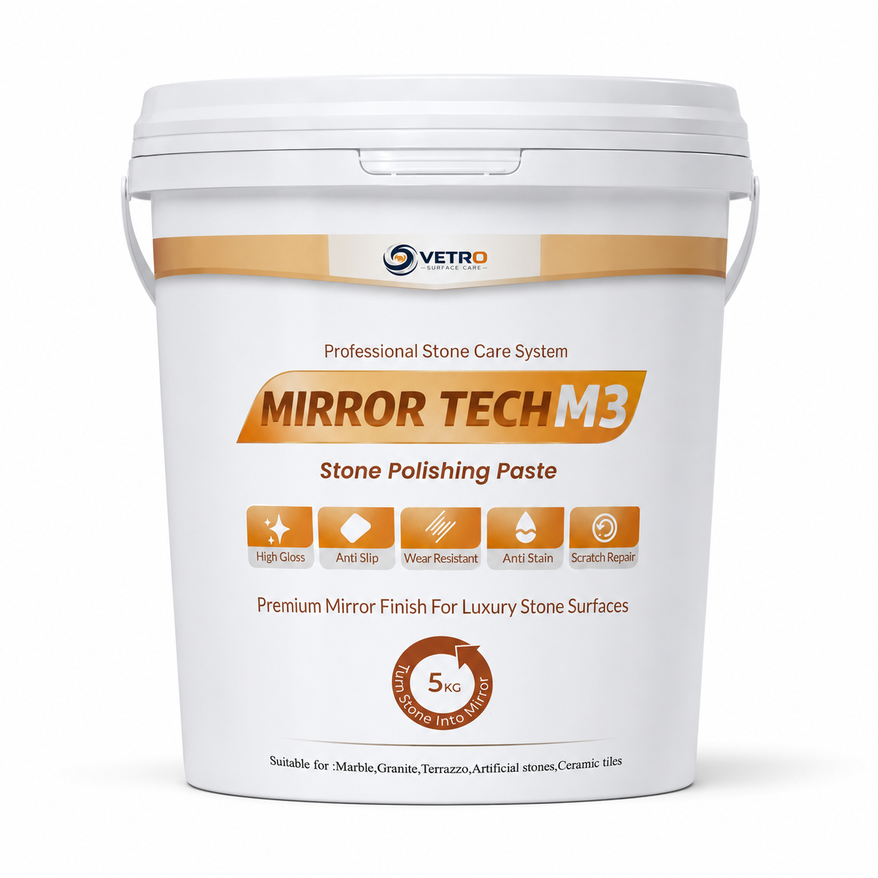 Mirror Finish Stone Polishing Paste VETRO M3 Mirror Tech